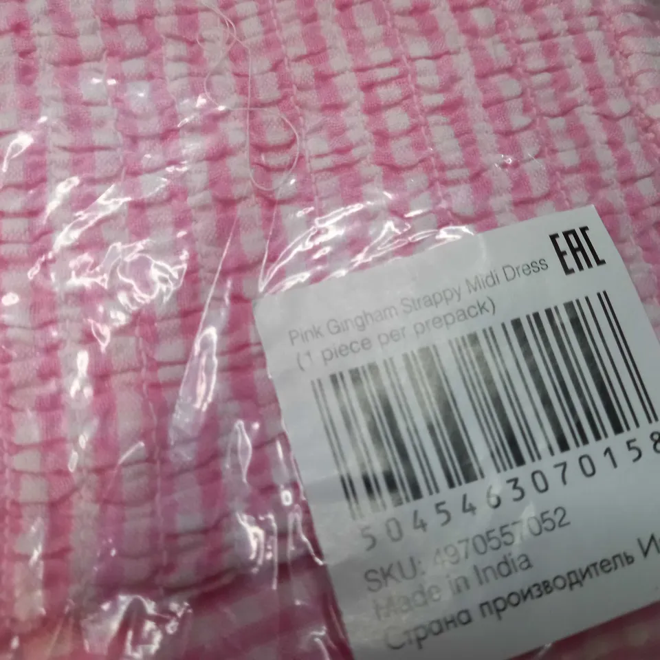 PACKAGED ACCESSORIZE LONDON PINK GINGHAM STRAPPY MIDI DRESS - MEDIUM