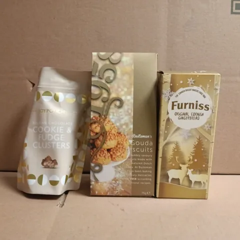 APPROXIMATELY 10 ASSORTED FOOD AND DRINK ITEMS TO INCLUDE FURNISS, GOUDA BISCUITS, ETC