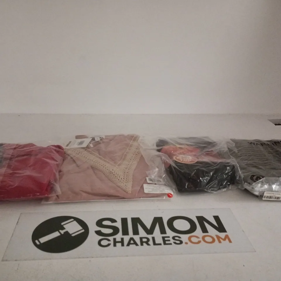 BOX OF APPROXIMATELY 10 ASSORTED CLOTHING ITEMS IN VARIOUS SIZES, SHAPES AND COLOURS