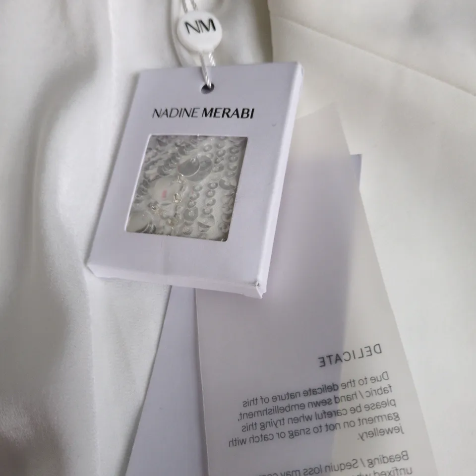 NADINE MERABI WHITE SEQUINNED BLAZER, UK 14