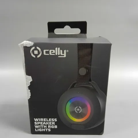 BOXED SEALED CELLY WIRELESS SPEAKER WITH RGB LIGHTS