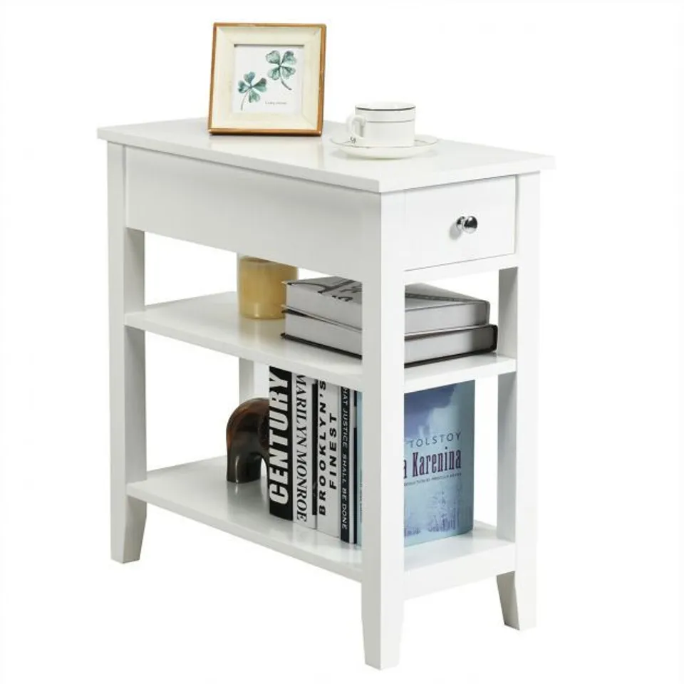 BOXED 3 TIER END TABLE WITH DRAWER - TIDYSPACES