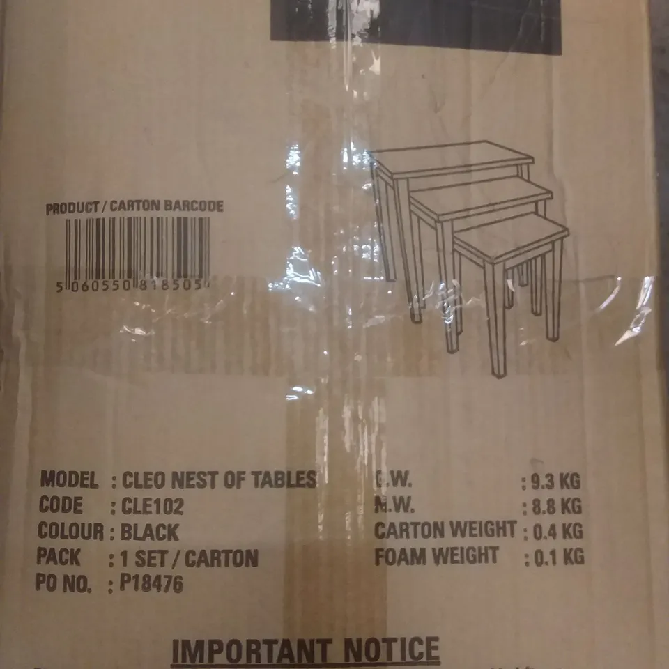 BOXED ELVINGTON 3 PIECE NEST OF TABLES IN BLACK