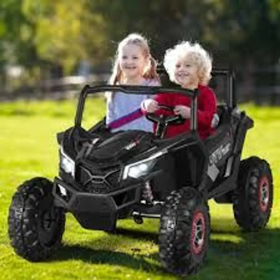 12V ELECTRIC CAR WITH MUSIC REMOTE CONTROL AND 2 SEATS FOR KIDS-BLACK