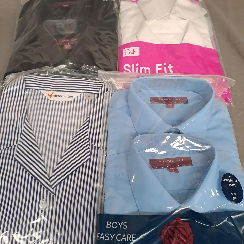 BOX OF APPROXIMATELY 50 ASSORTED SCHOOL SHIRTS IN ASSORTED COLOURS AND SIZES - COLLECTION ONLY