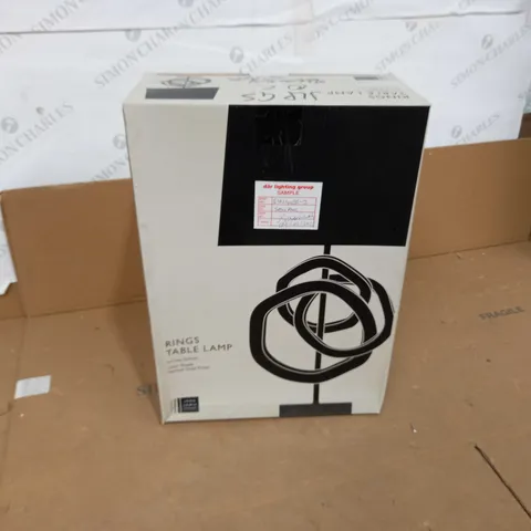 JOHN LEWIS RINGS TABLE LAMP - IN-LINE SWITCH, LINEN SHADE
