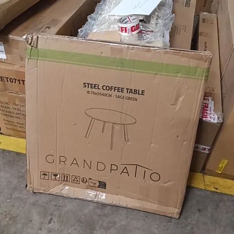 BOXED GRAND PATIO STEEL COFFEE TABLE, 70x40cm - SAGE GREEN (1 BOX)