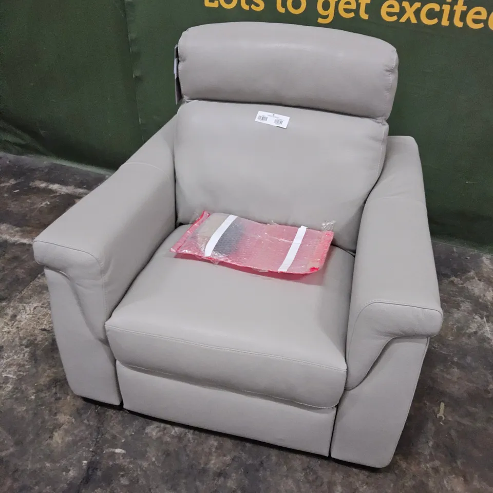 QUALITY ITALIAN DESIGNER ANDRIANO POWER RECLINING EASY CHAIR GREY LEATHER 
