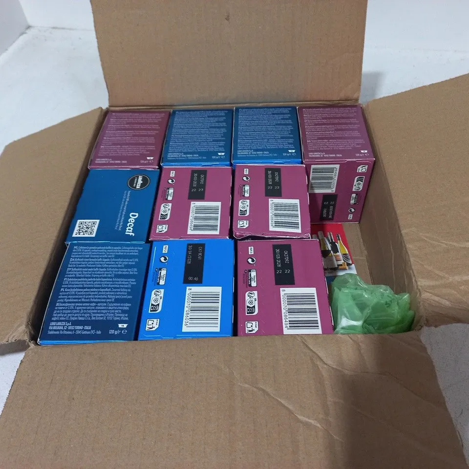 LOT OF 10 16-POD PACKS OF LAVAZZA COFFEE PODS - LUNGO DOLCE & DECAF