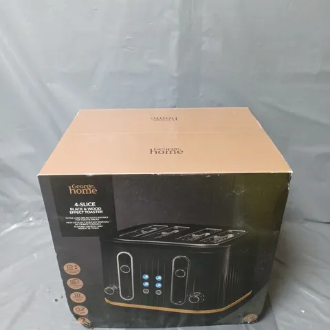 BOXED HOME 4-SLICE BLACK & WOOD EFFECT TOASTER