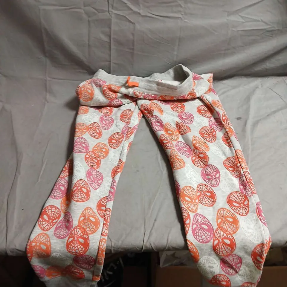 MARVEL  AMAZON ESSENTIALS WOMEN’S JOGGERS – XXL (UK 14-16) – GREY WITH ORANGE/PINK PATTERN