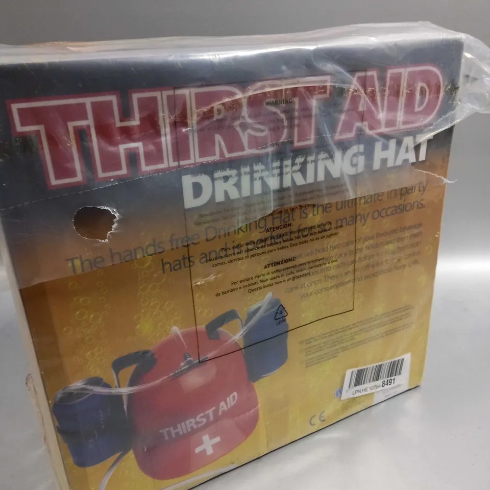 BOXED AND SEALED THIRST AID HELMET DRINKING HAT