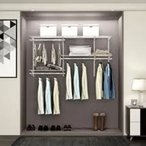 BOXED COSTWAY WHITE ADJUSTABLE WALL MOUNTED CLOSET SHELF