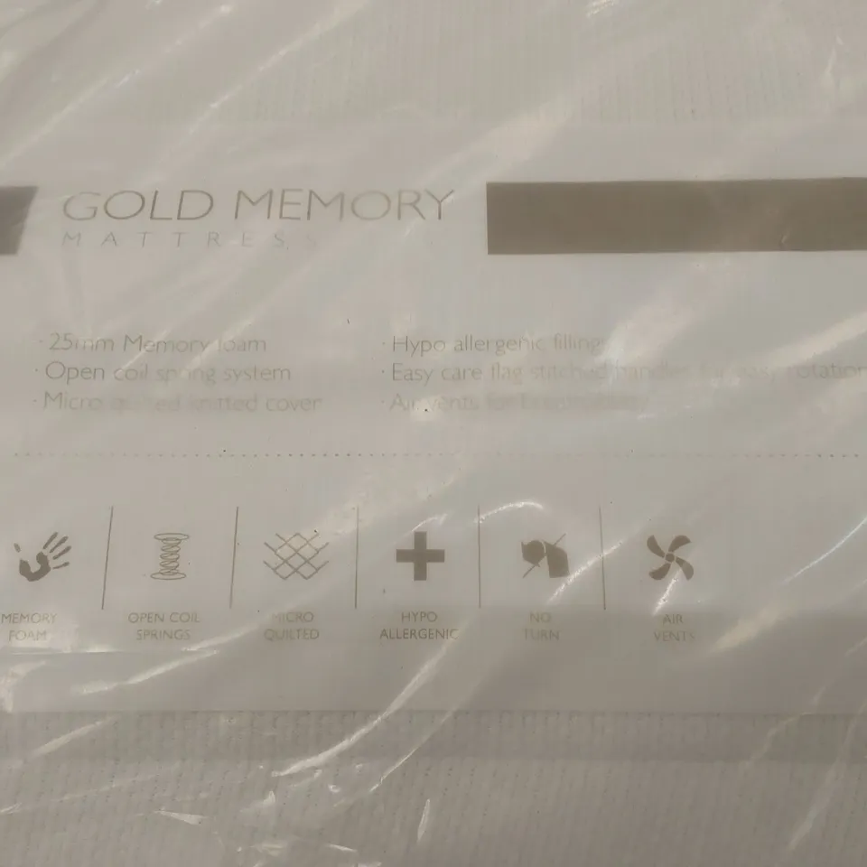 QUALITY BAGGED GOLD MEMORY 135cm DOUBLE SIZE OPEN COIL MEMORY FOAM MATTRESS