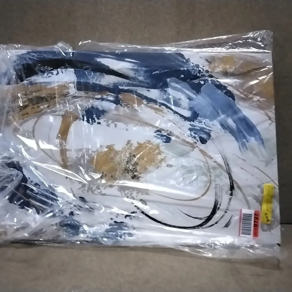 BAGGED BLUE YELLOW ABSTRACT PAINTING 