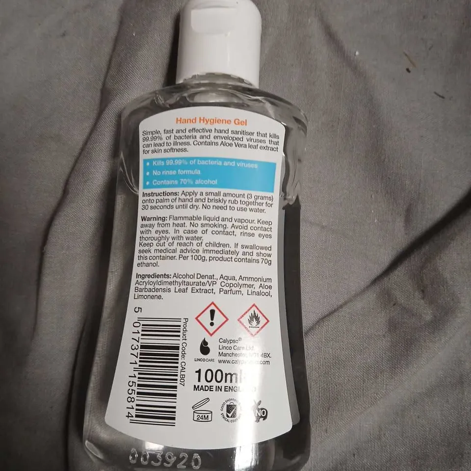 PALLET OF APPROXIMATELY 1700 CALYPSO HEALTH CARE HAND HYGIENE GEL – 100 ML BOTTLE 