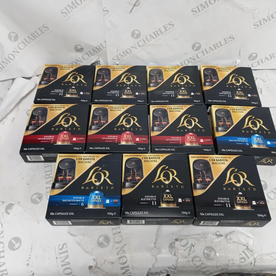 L'OR BARISTA 11 XXL PACKS OF CAPSULES - DOUBLE RISTRETTO, DOUBLE SPLENDENTE, AND DOUBLE DECAFFEINATO 