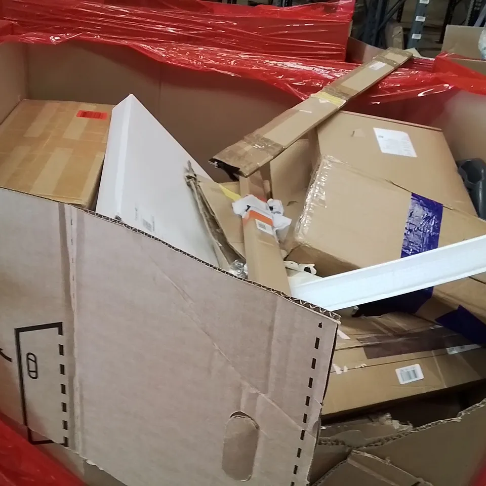 PALLET OF ASSORTED HOUSEHOLD GOODS AND PRODUCTS TO INCLUDE;LETTER CAGE,RETRACTABLE SAFETY GATE,PICTURE FRAME