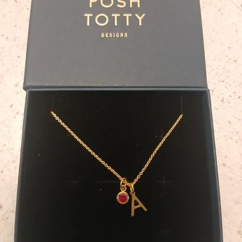 POSH TOTTY DESIGNS BIRTHSTONE & INITIAL CHARM NECKLACE STERLING SILVER