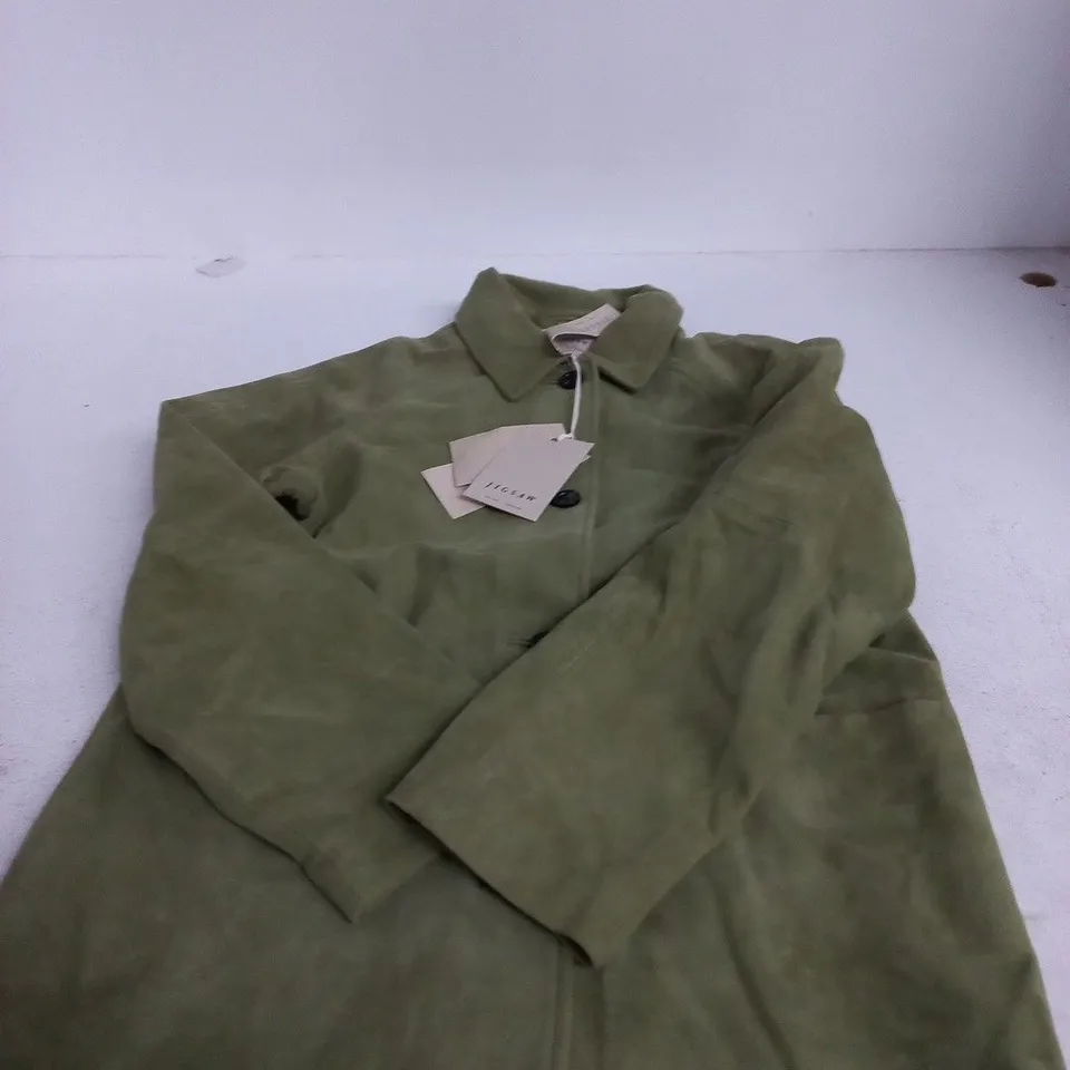 JIGSAW SUEDE RAGLAN SLEEVE JACKET – GREEN, UK 8