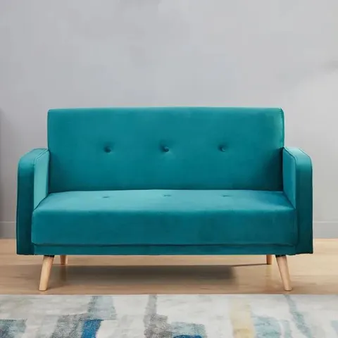 BOXED MILLA 2 SEATER FABRIC SOFA - TEAL (1 BOX)