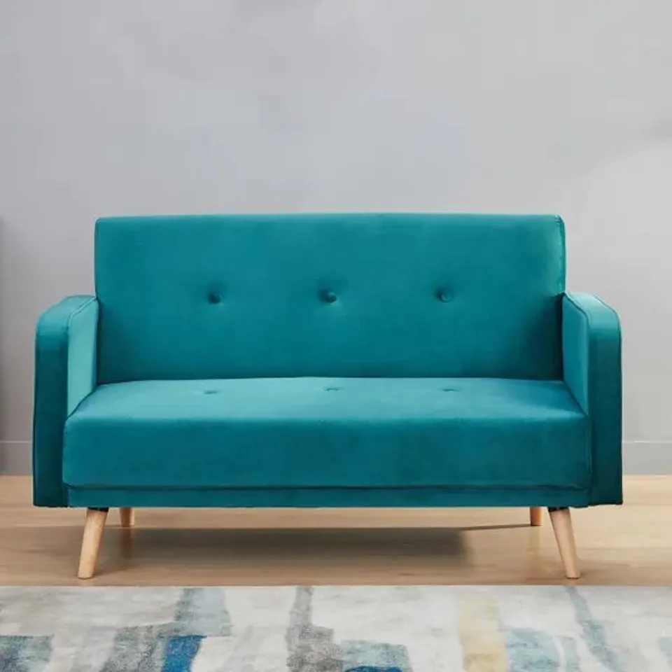 BOXED MILLA 2 SEATER FABRIC SOFA - TEAL (1 BOX)