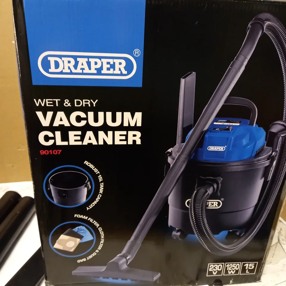 DRAPER 90107 230V 1250W 15L WET AND DRY VACUUM CLEANER