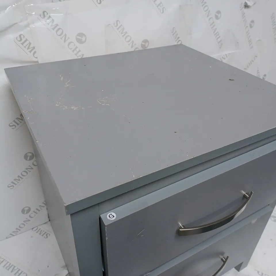 GREY 2-DRAWER BEDSIDE CABINET / COLLECTION ONLY