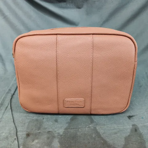 POM POM LONDON BROWN PEBBLED LEATHER BAG