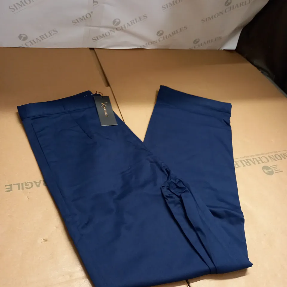 KINTSUGI WOMENS PETITE LENGTH NAVY TROUSERS WITH WIDE LEG SIZE 12