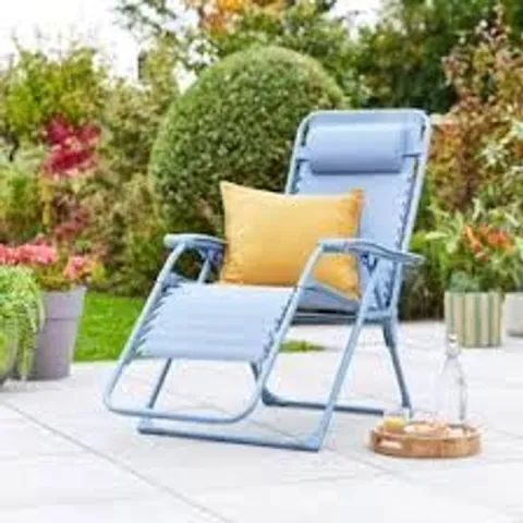 BOXED HELSINKI RECLINING SUN LOUNGER CHAIR - ASHLEY BLUE (1 BOX)