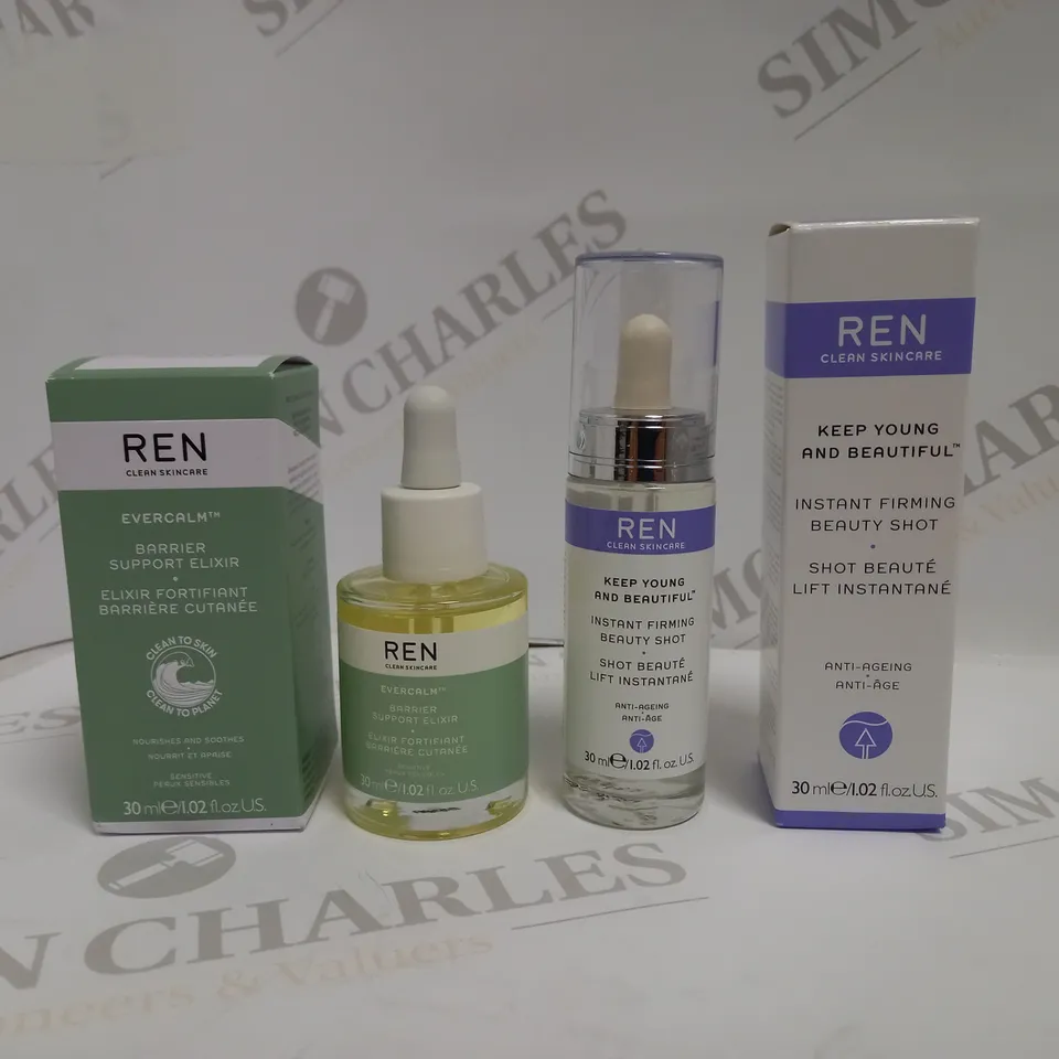 REN INSTANT FIRMING BEAUTY SHOT 30ML + EVERCALM BARRIER SUPPORT ELIXIR 30ML RRP £86