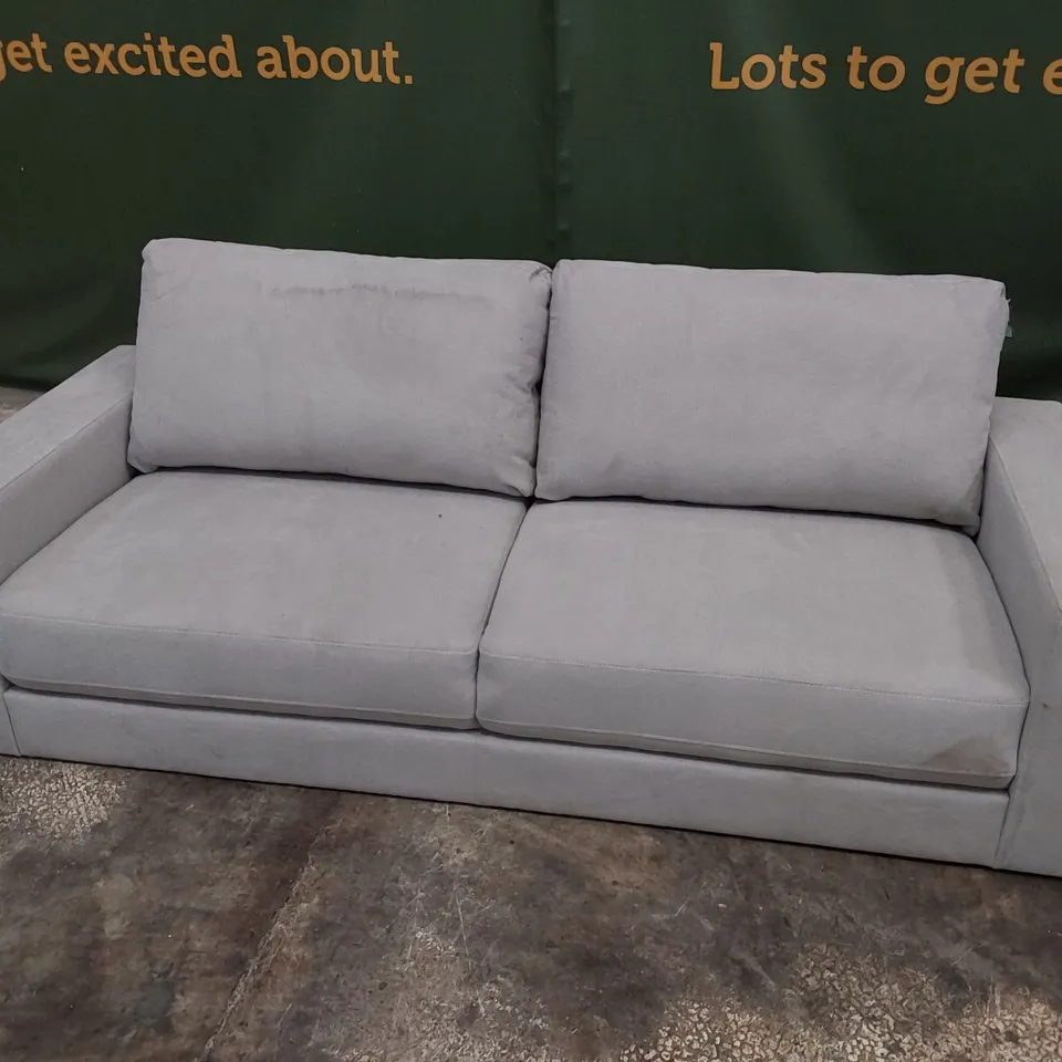 DESIGNER THREE SEATER SOFA GREY FABRIC 
