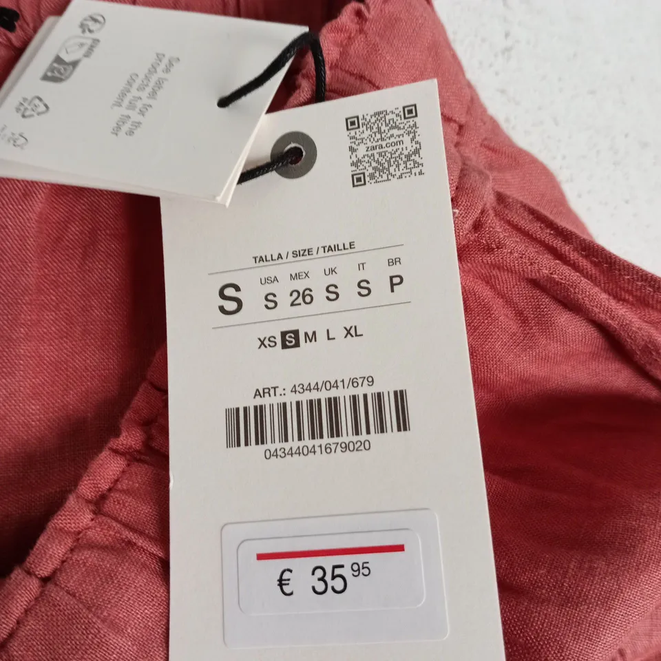 ZARA WOMEN’S PINK WIDE-LEG TROUSERS, SIZE S