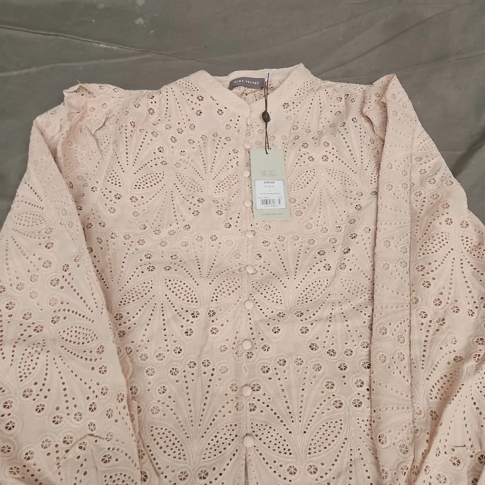 MINT VELVET PINK BRODERIE BLOUSE – WOMEN'S SIZE S