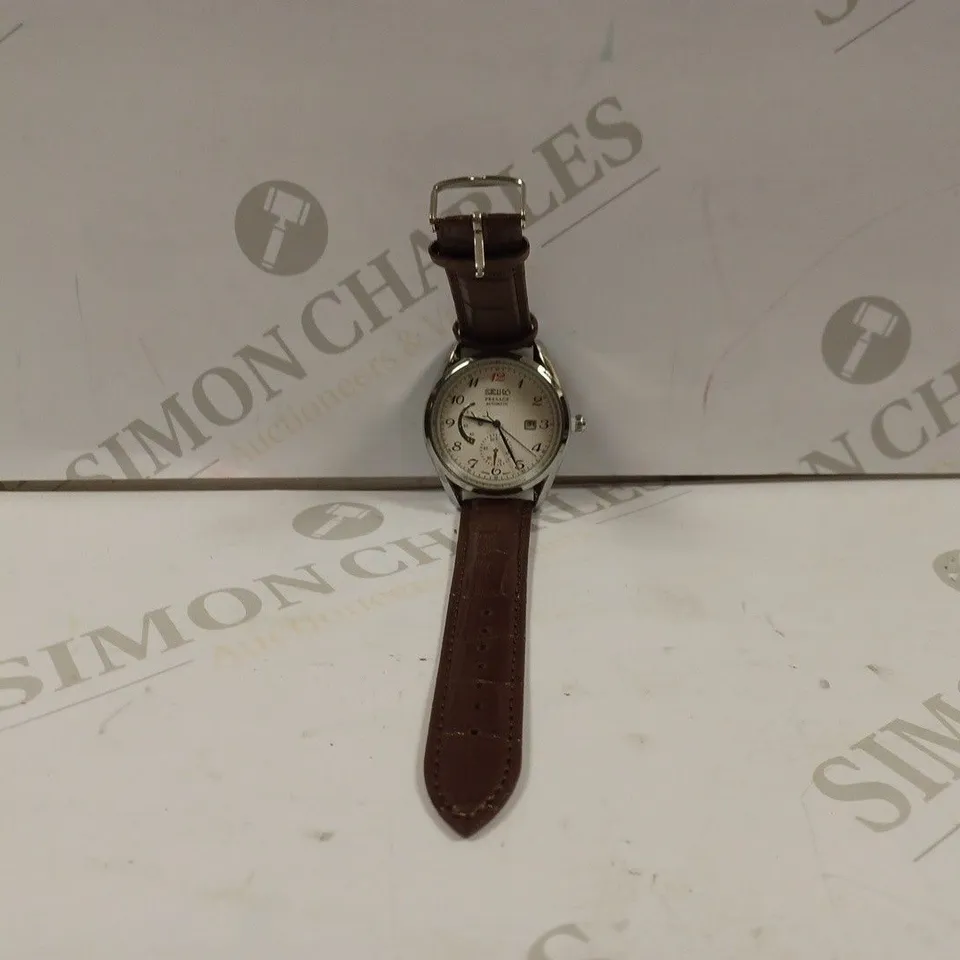 SEIKO PRESAGE AUTOMATIC WHITE DIAL LEATHER WATCH STRAP