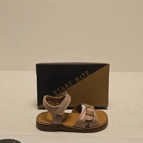 START-RITE SANDALS – PINK/TAUPE LEATHER, BUCKLE & VELCRO (SIZE UK 8.5)