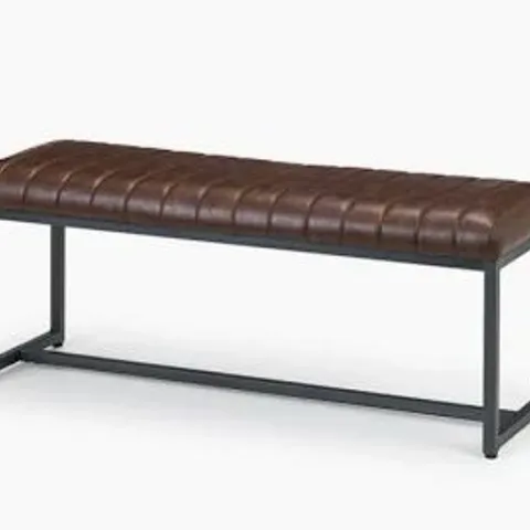 BOXED JULIAN BOWEN BROOKLYN UPHOLSTERED BENCH - ANTIQUE BROWN/GUNMETAL (1 BOX)