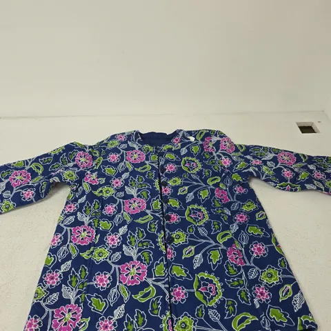 PASSAGE WOMEN'S FLORAL PRINT QUILTED JACKET – NAVY WITH PINK & GREEN FLOWERS