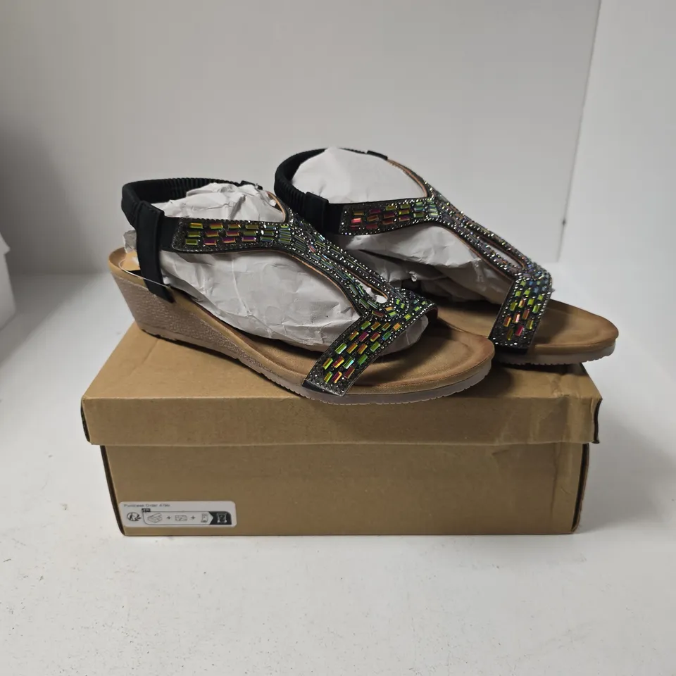 JO & JOE CAPE VERDE SANDALS – BLACK, WOMEN'S WEDGE, UK 5