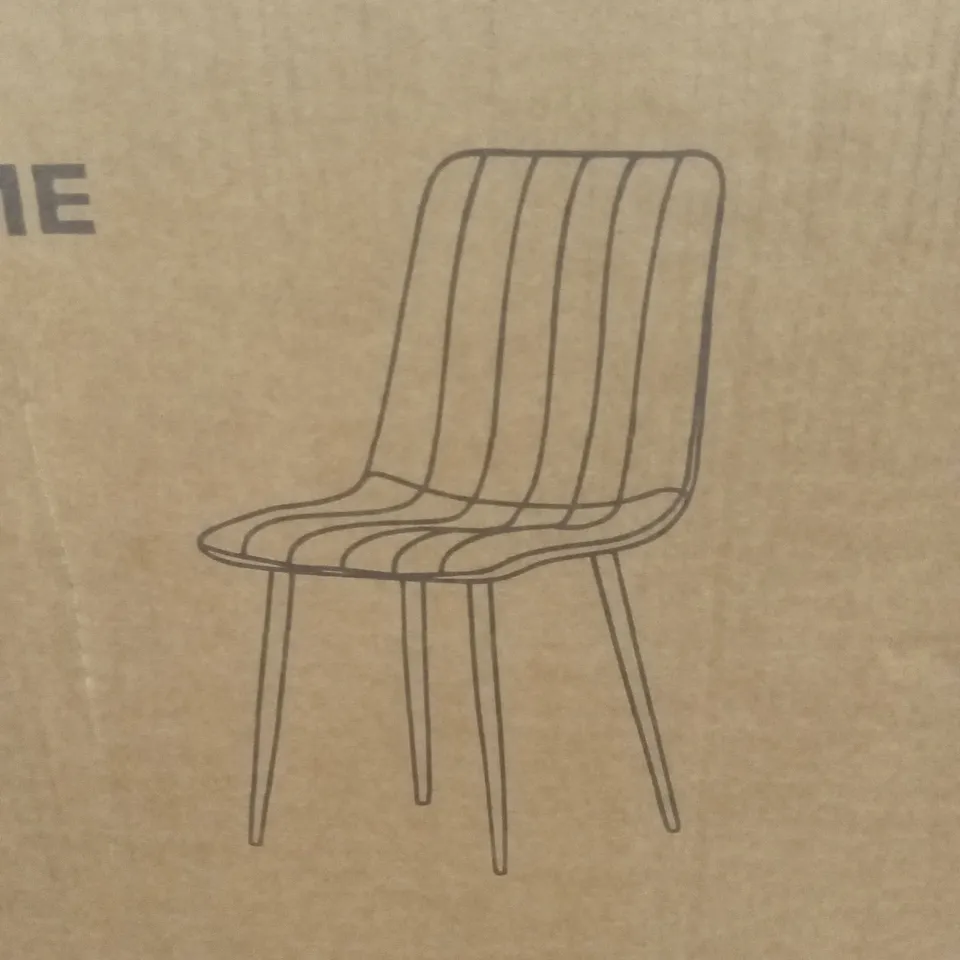 BOXED SET OF 4 DESIGNER DINING CHAIRS - TURQUOISE VELVET (1 BOX)