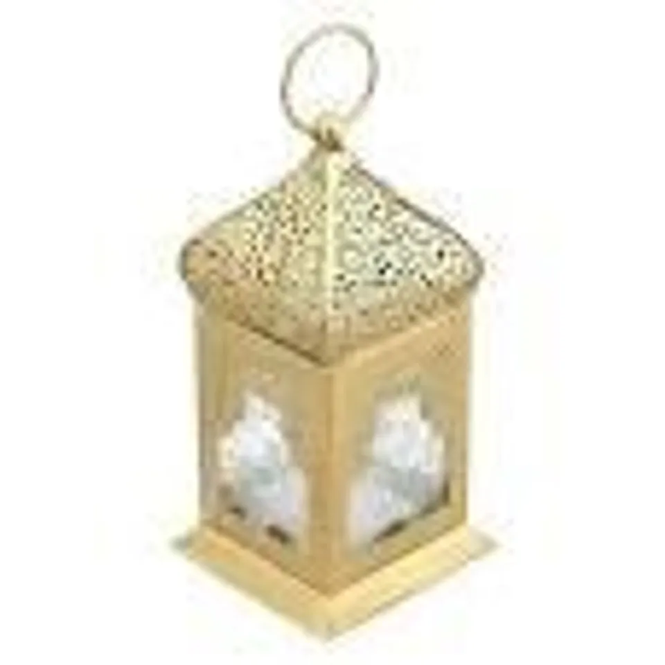 APPROXIMATELY 18 DOORBUSTER - HANDMADE MOROCCAN STYLE LED LANTERN WITH GOLDEN FINISH (3XAAA BATTERY REQUIRED)
