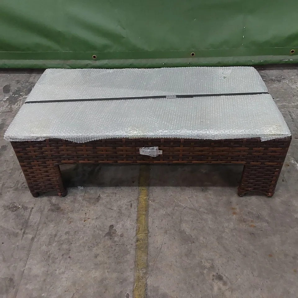 DESIGNER SMALL CHOCOLATE MIX RATTAN COFFEE TABLE WITH GLASS TOP