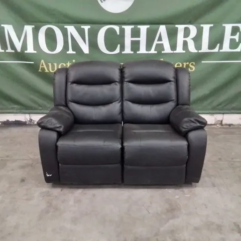 QUALITY DESIGNER FAUX LEATHER BLACK 2 SEATER RECLINER SOFA
