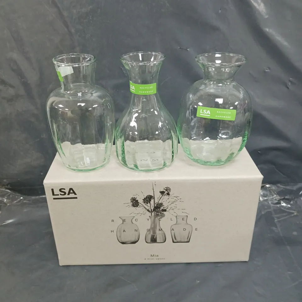 BOXED LSA MIA 3 MINI VASE SET - COLLECTION ONLY 