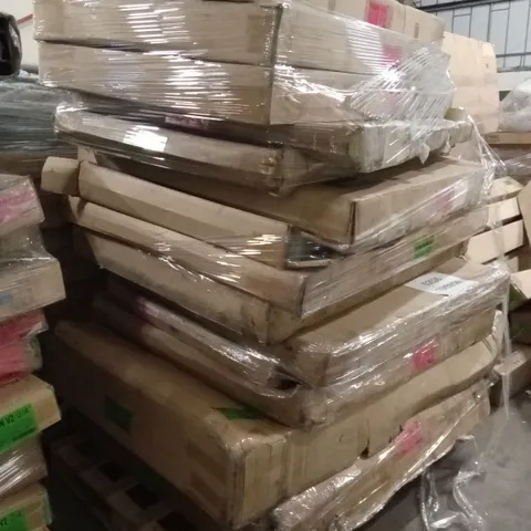 PALLET TO CONTAIN A LARGE ASSORTMENT OF INCOMPLETE DESIGNER BED PARTS AND PIECES