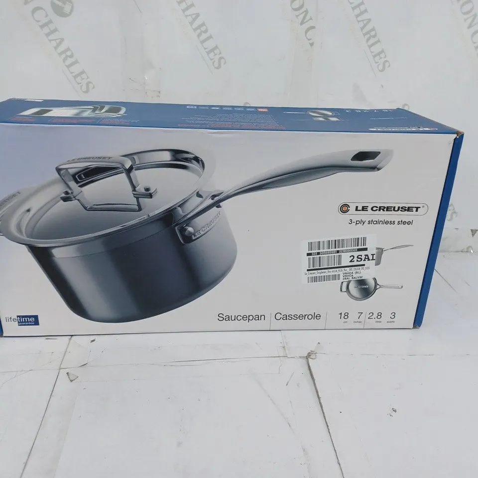 LE CREUSET 3 PLY STAINLESS STEEL MILK PAN SAUCEPAN 18CM 