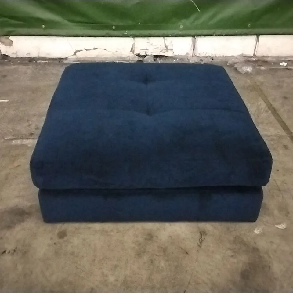 QUALITY DESIGNER LOUNGE CO FOOTSTOOL IN NAVY BLUE VELVET