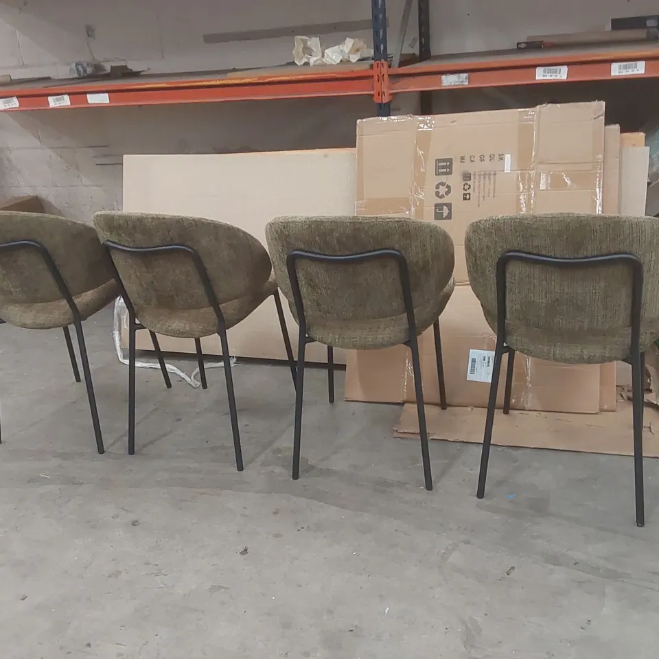 WEXLEY SET OF 4 VELVET DINING CHAIRS  UPHOLSTERY COLOUR: OLIVE GREEN