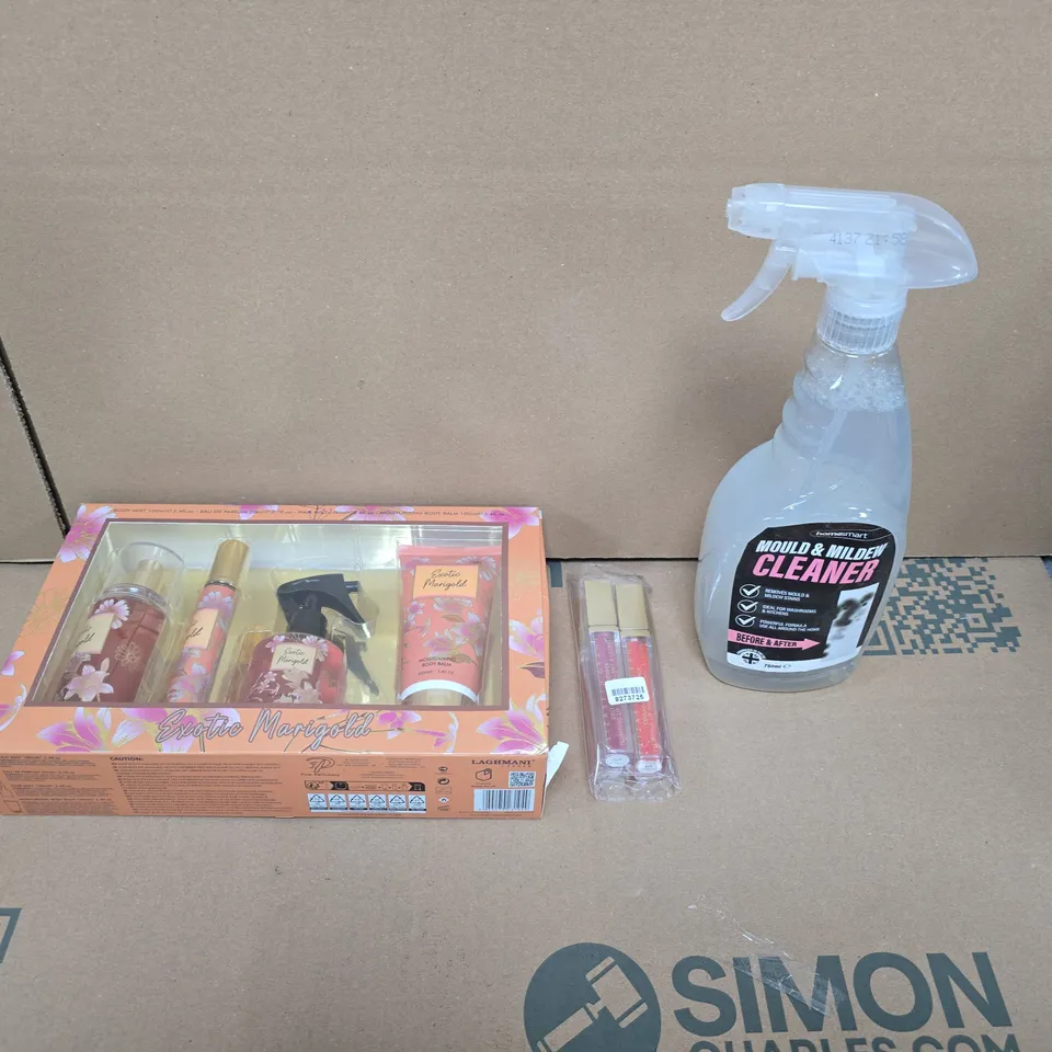LARGE QUANTITY OF ASSORTED ITEMS TO INCLUDE LADIES FRAGRANCE GIFT SET, MOULD CLEANING SPRAY, COLLAGEN LIP PLUMPERS, ETC - COLLECTION ONLY